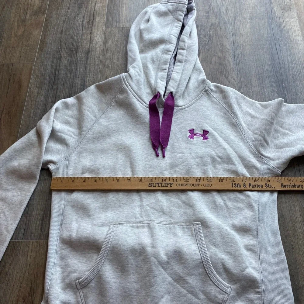 Under Armour UA Storm Women Medium Gray Purple‎ Logo Fleece Hoodie Sweatshirt